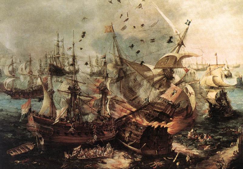 VROOM, Hendrick Cornelisz. Battle of Gibraltar qe oil painting picture
